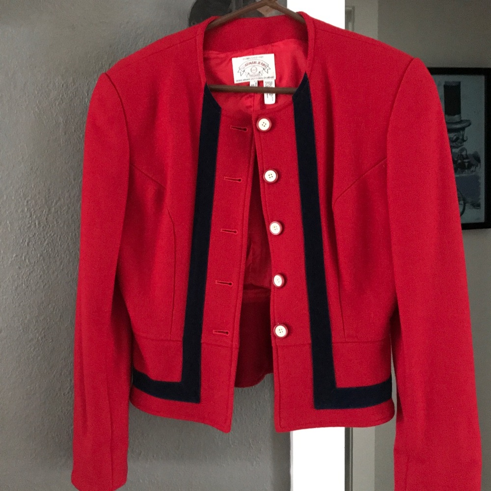 Armani Jeans Red & Black Wool Jacket Size Small